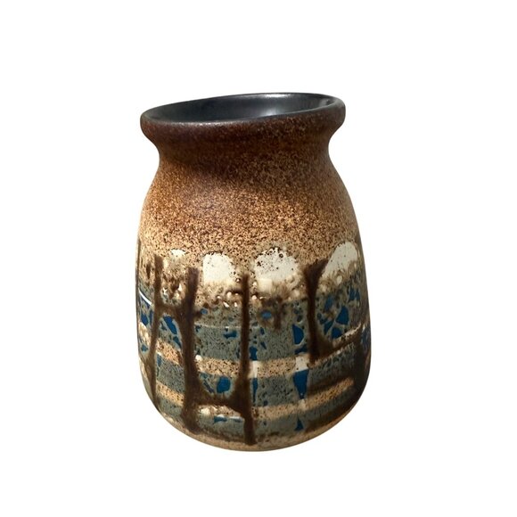 VTG Lapid Israel Lava Glaze Mid Century Modern Pottery Vase Artist Signed - Picture 3 of 5